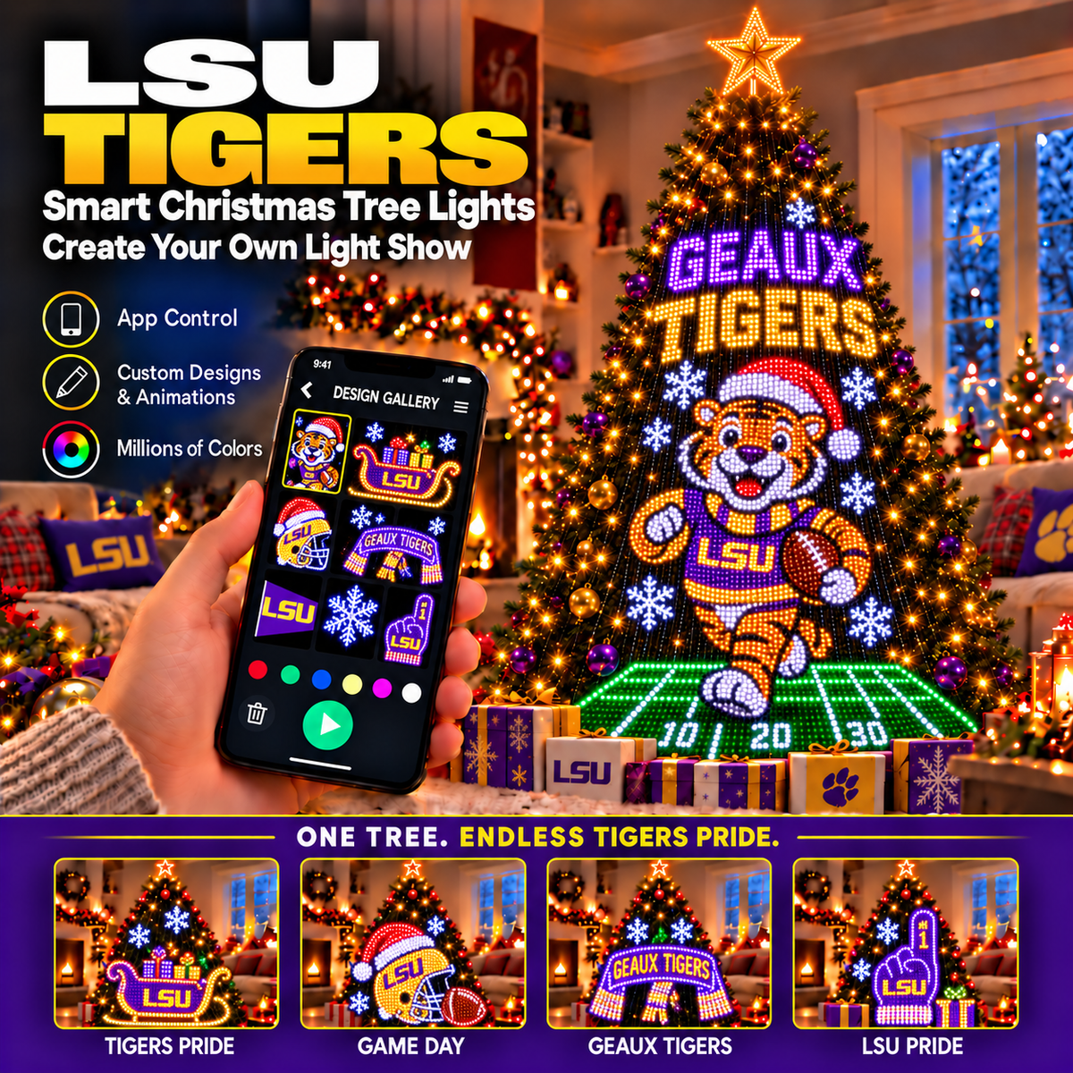 LSU Smart Christmas Tree Lights TMH
