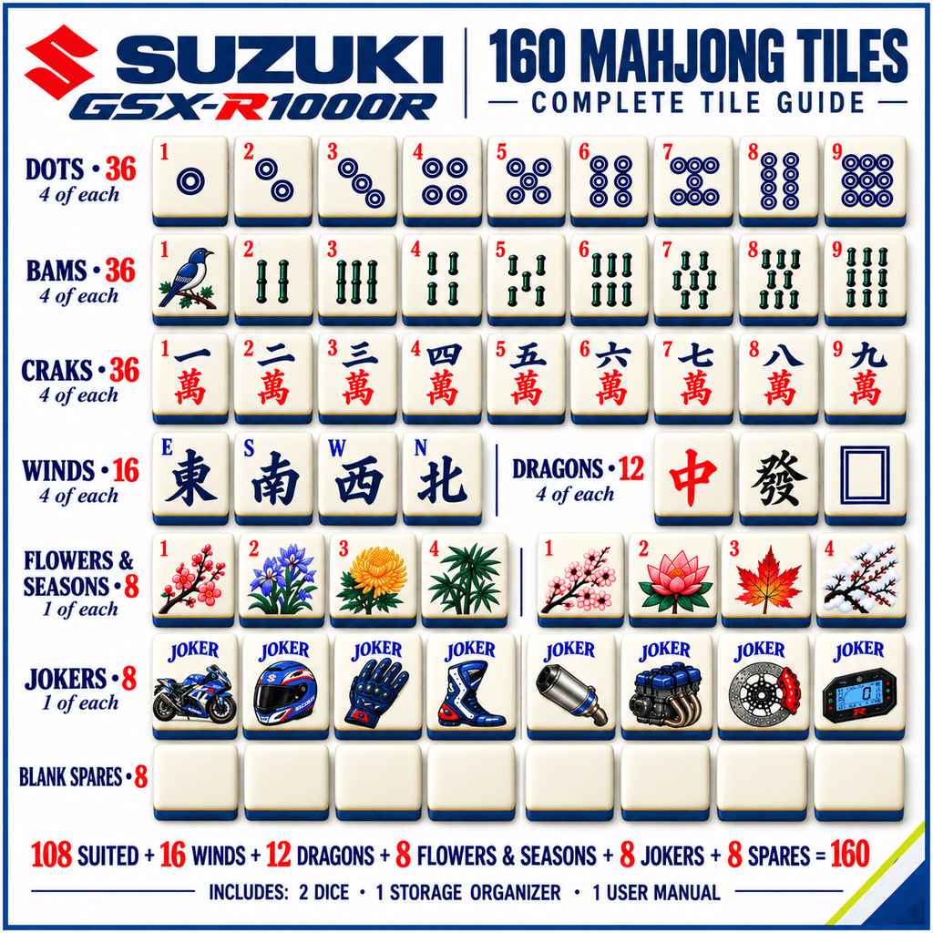 Premium SZKI Mahjong Tiles Set TTMH