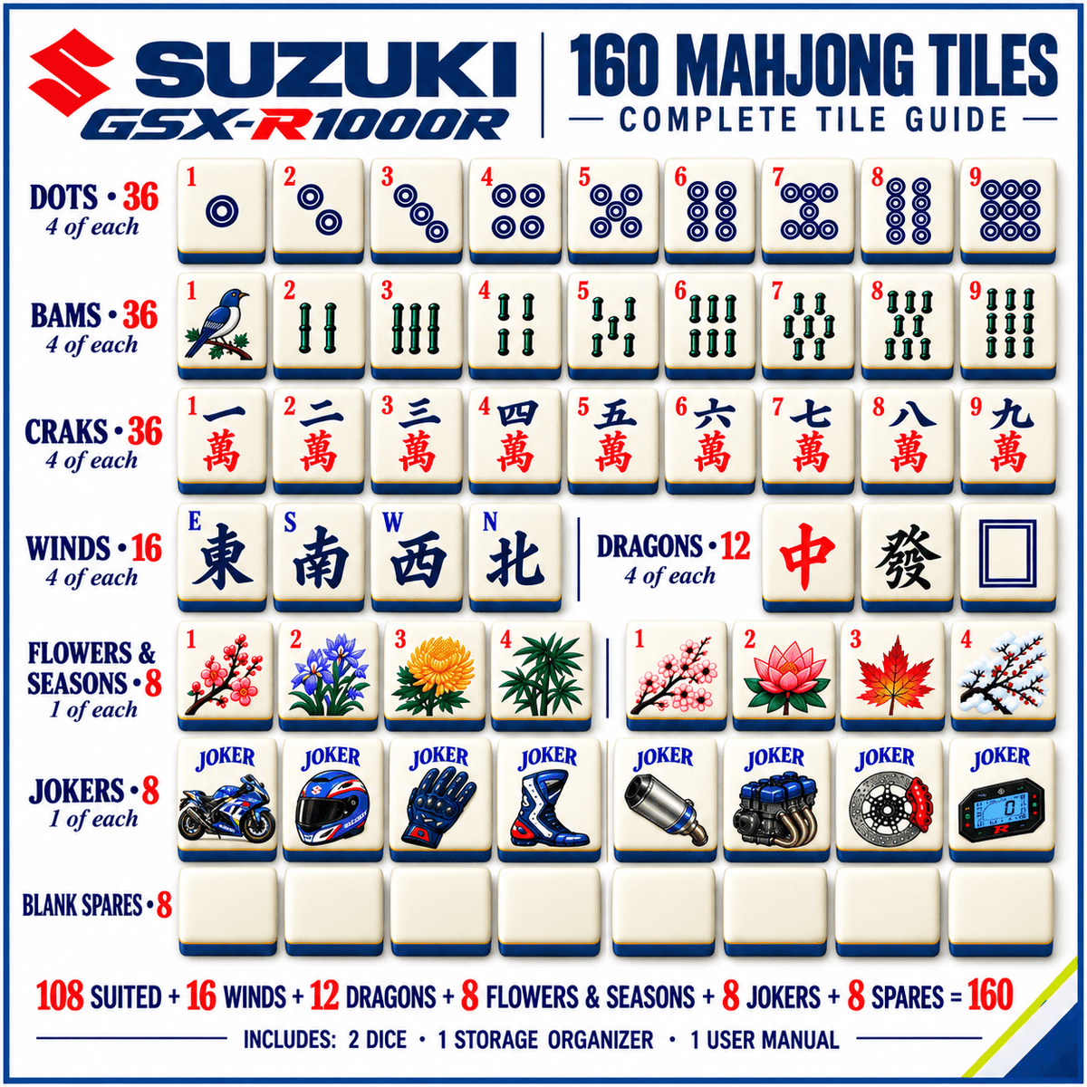 Premium SZKI Mahjong Tiles Set TTMH