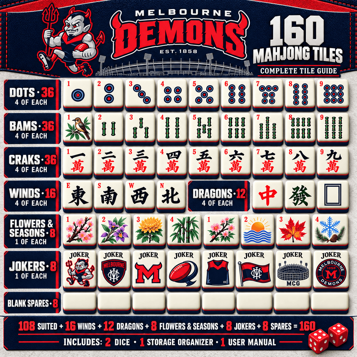 Premium MBD Mahjong Tiles Set PVNA