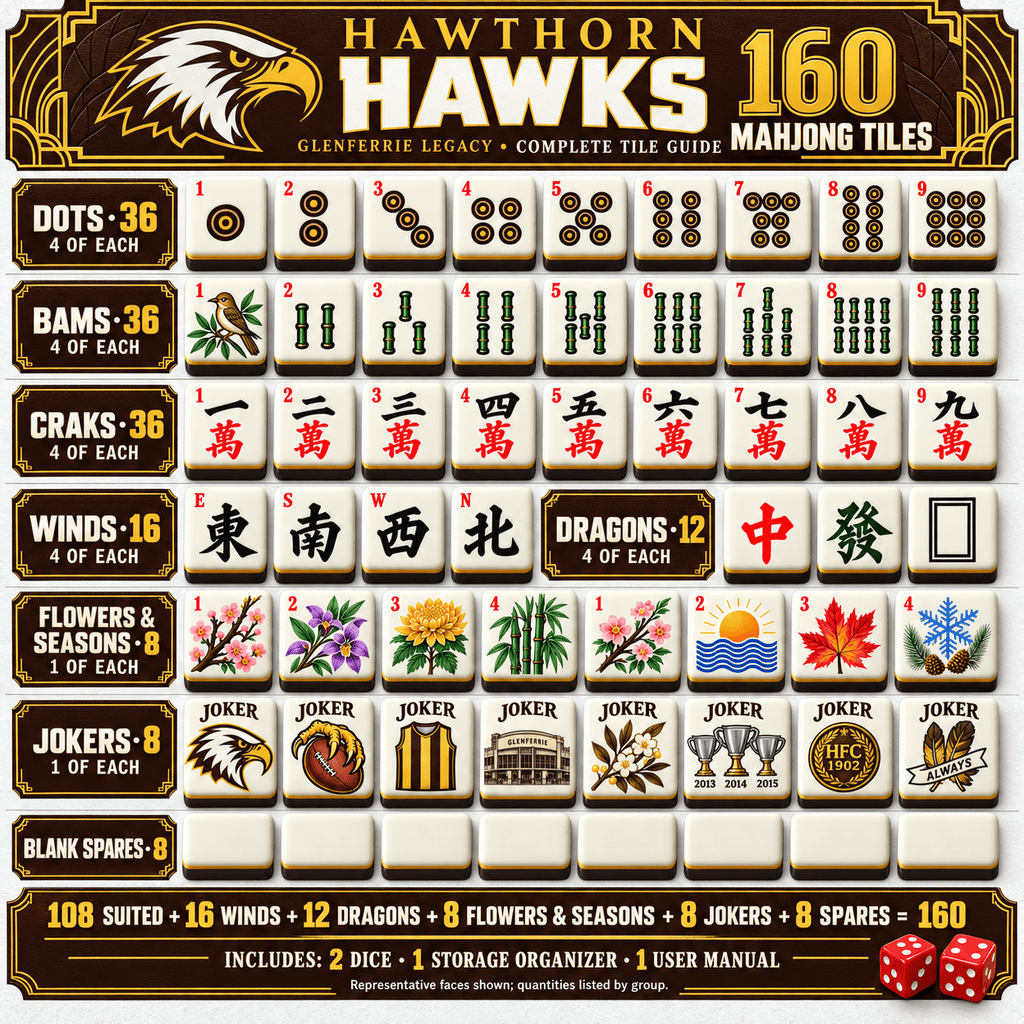 Premium HTH Mahjong Tiles Set PVNA