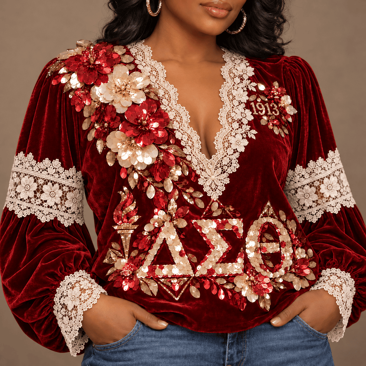 DST Lace-Trimmed Women’s Blouse HTTT