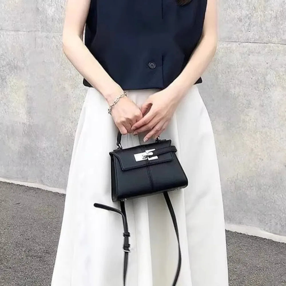 2025 Trapezoidal Leather Women's Bag Versatile Fashion Niche Handbag Top-handle Bags на сумки плечо кожаная sac de luxe femme